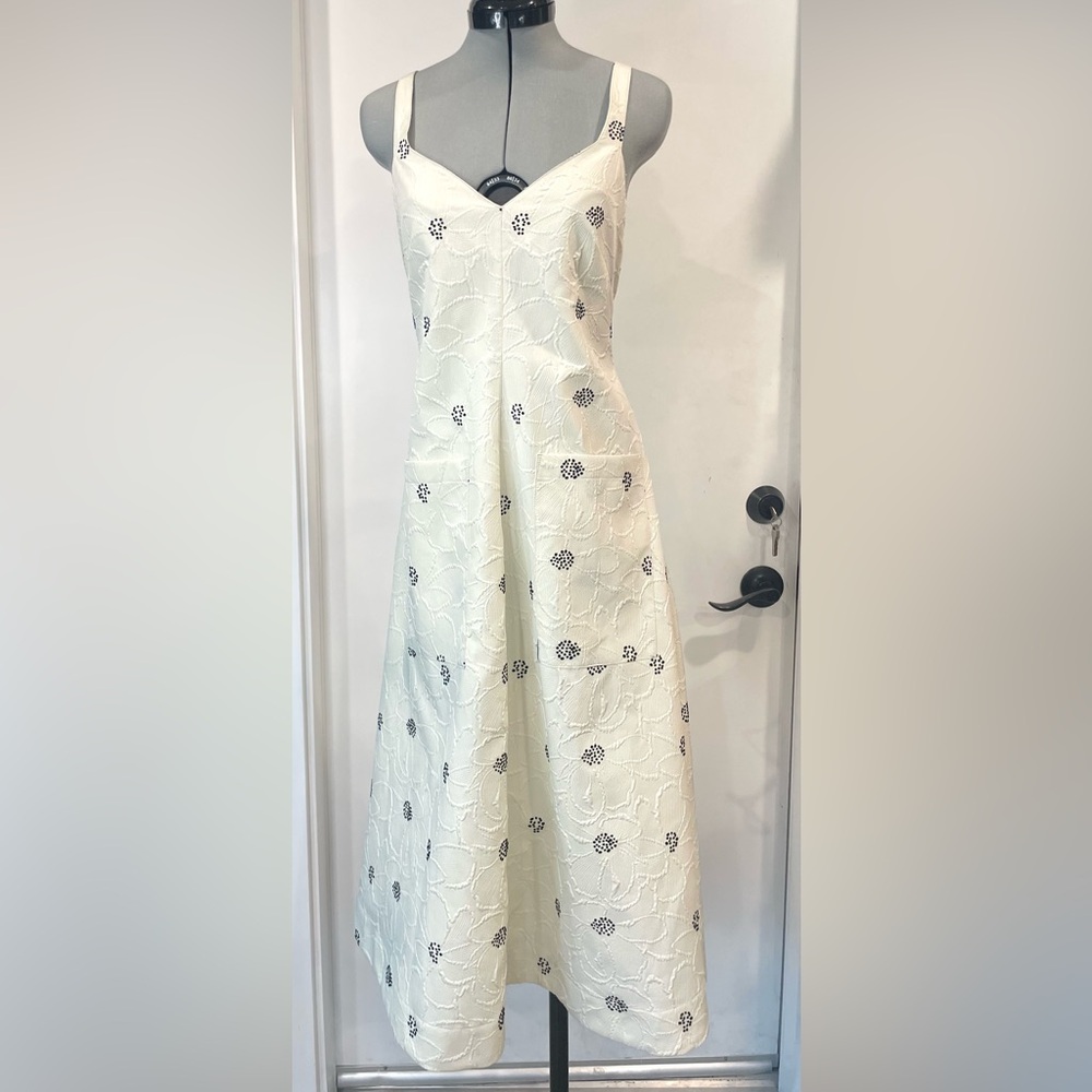 Rosie Assoulin Pocktail Dress, Cream&Black floral embossed Crepe, Midi, NWOT, 0 - Picture 5 of 16